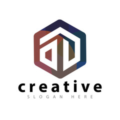 OD Initial letter hexagonal logo vector