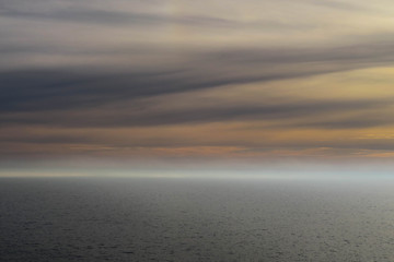 Sunset through fog on ferry from Finland to Germany