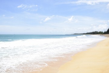 Fototapeta na wymiar The beautiful sand at long beach in Phuket, Thailand.
