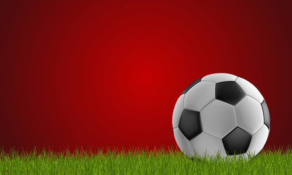 soccer ball green lawn 3d-illustration