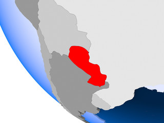 Fototapeta premium Paraguay on political globe