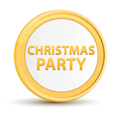 Christmas Party gold round button