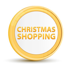 Christmas Shopping gold round button