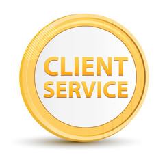 Client Service gold round button