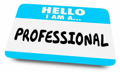 Pro Professional Expert Hello Name Tag 3d Illustration