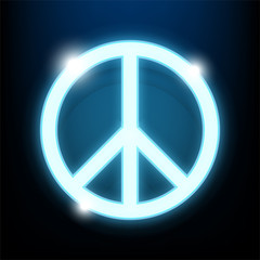 Peace Day Logo Blue Neon Light