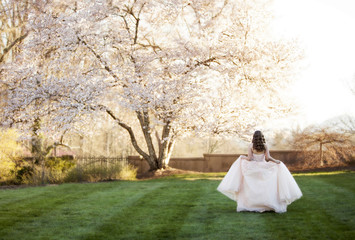 Teen Girl in Formal Dress Walking Away