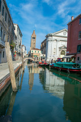 View of a pittoresc water channel in Venice Italy 