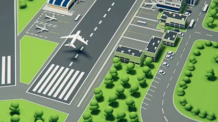 Poster 3d airport with planes © Komarov Andrey