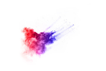 abstract powder splatted background. Colorful powder explosion on white background. Colored cloud. Colorful dust explode. Paint Holi.