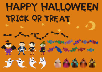 ハロウィンの素材集。デザイン素材。シーズン。秋の素材。