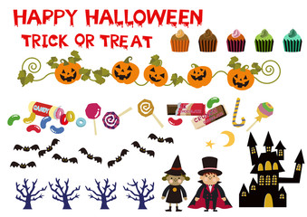 ハロウィンの素材集。デザイン素材。シーズン。秋の素材。