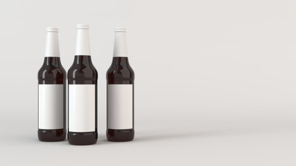 Mock up of tall beer bottles with blank labels