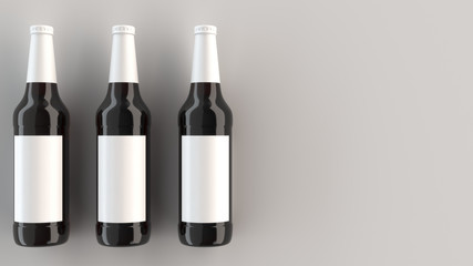 Mock up of tall beer bottles with blank labels