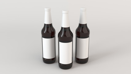 Mock up of tall beer bottles with blank labels