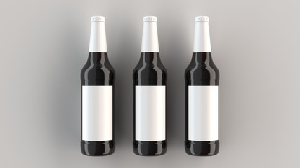 Mock up of tall beer bottles with blank labels