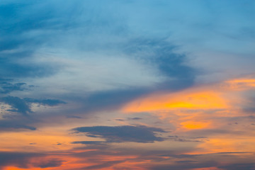 Fototapeta premium Blue orange and yellow colorful sunset sky