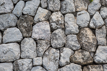Closeup of Gray strong stone wall texture