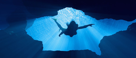 Diver swimming underwater