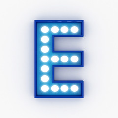 bulb neon sign blue alphabet 3d render