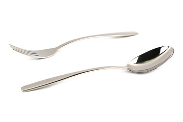 fork and spoon isolated on white background