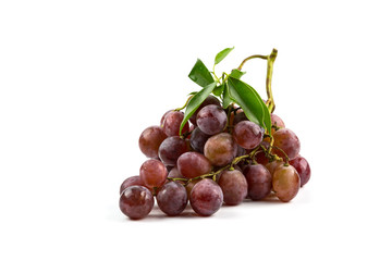 Single berry of red grape isolated on white background
