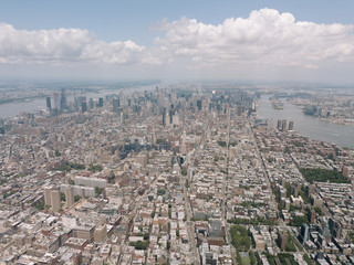 Drone Aerial Shot World Trade Center City View Beautiful NYC New York