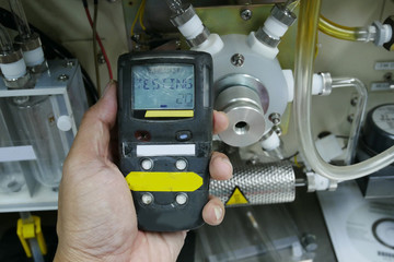 Personal H2S Gas Detector,Check gas leak. Safety concept of safety and security system on offshore...