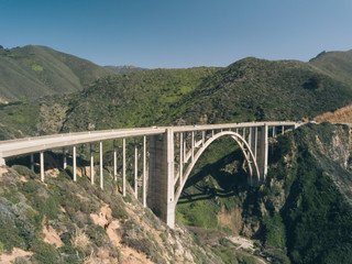 Bixby Bridge Highway 1 California Top Down Drone Aerial 