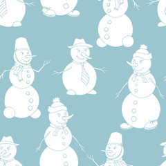 Snowman graphic blue color seamless pattern background illustration vector