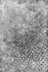 Grunge background black and white. Abstract monochrome texture. Pattern of cracks, chips, scuffs, scratches, cracks. Vintage dirty surface covered with dust and stains