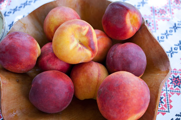 ripe peaches in a basket