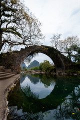 Old bridge on Dragon river in Yangshuo China