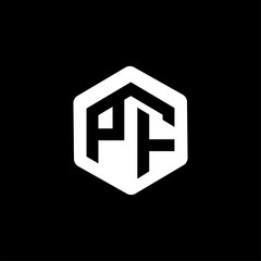 PF Initial letter hexagonal logo vector