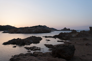 Sunset at Cala Tirant near Fornells Minorca Baleari Islands Spain