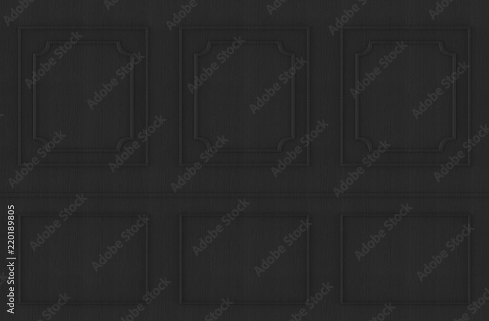 Poster 3d rendering. dark square classical pattern wall background.