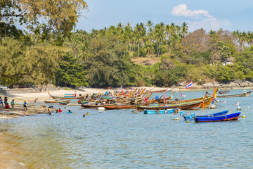 Boat parked in the Andaman Sea.