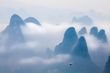 Cloud and mist in Yangshuo karst mountain