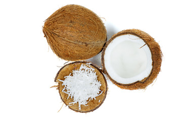 Whole coconut, grated and half