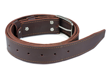 Brown genuine leather men's belt
