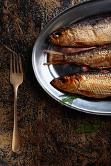 Smoked herring with dill.