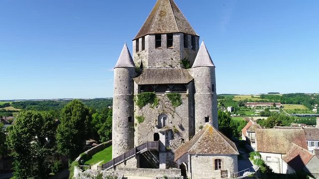 Aerial view of Provins, medieval village listed as world heritage by unesco