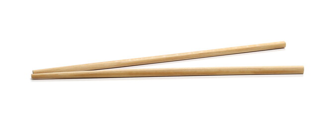 Asian wooden chopsticks isolated on white background
