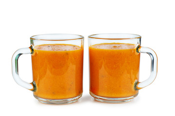 Two glass of pumpkin smoothie