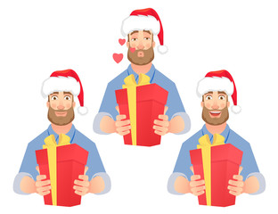 Man holding red present box