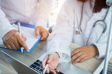 Healthcare medical concept, Expert Team of Doctors working information for examining Medicals Exams...