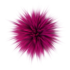 3d render of pink color fluffy Fur Ball isolated on white background.