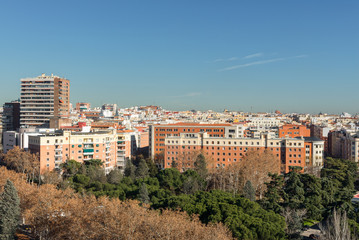 Fototapeta na wymiar Panoramic view of Madrid from Moncloa Lighthouse, Spain