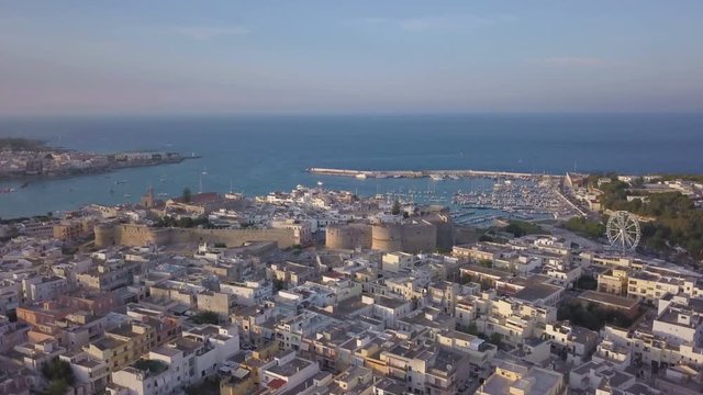 otranto (Italy) at sunset, aerial view from 4k drone - cinematic view