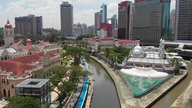 aerial of river of life klang river klcc